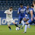 Monaco's midfielder Bernardo Silva (L) vies with Bastia's forward Sadio Diallo (2L) during the L1 football match February 17, 2017