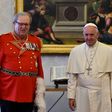 Pope Francis (R) and Grand Master Matthew Festing during a 2016 meeting at the Vatican