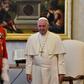Pope Francis (R) and Grand Master Matthew Festing during a 2016 meeting at the Vatican