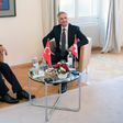 Turkish Foreign Minister Mevlut Cavusoglu (L) meets with Swiss Federal Councillor Didier Burkhalter (R) on March 23, 2017 in Bern, Switzerland