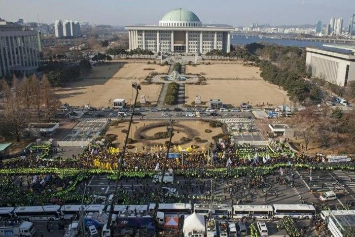 Protesters in Seoul are urging the impeachment of South Korea's President Park Geun-Hye, December 9, 2016