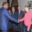 President Uhuru Kenyatta with fomer U.S. Ambassador to Kenya Robert Godec