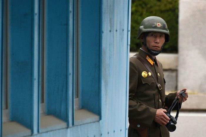 A North Korean soldier patrols the Demilitarized Zone (DMZ) on the border between North and South Korea