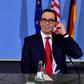 German Finance Minister Wolfgang Schaeuble (L) and US Secretary of the Treasury Steven Mnuchin attend a press conference at the finance ministry in Berlin