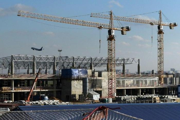 The construction site for the new terminal B at Moscow's Sheremetyevo airport, part of preparations for the 2018 FIFA World Cup, pictured on October 25, 2016
