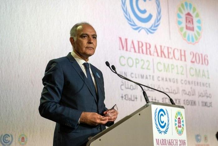 COP22 president Salaheddine Mezouar delivers a speech during the opening session of the COP22 climate talks in Marrakesh on November 7, 2016