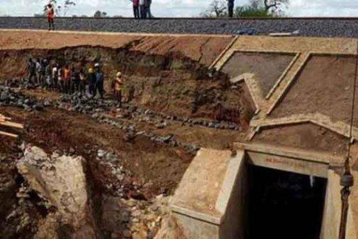 Section of SGR in Makueni that got damaged by floods