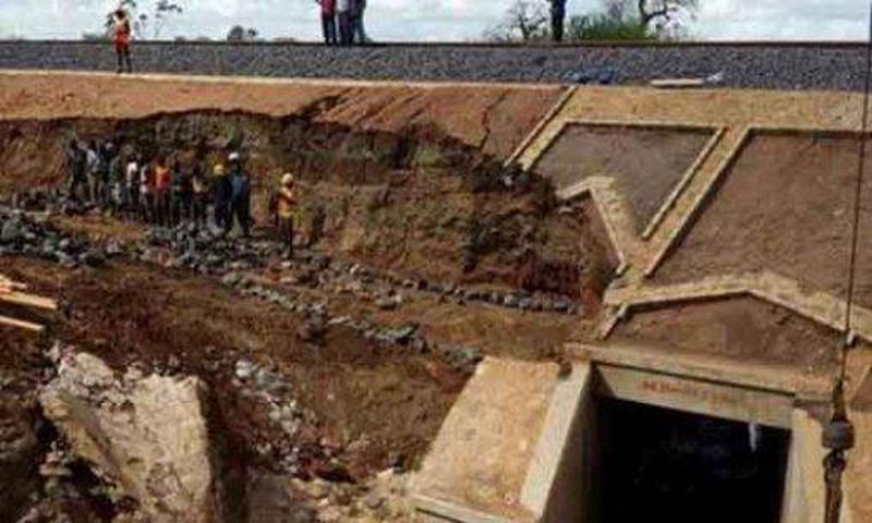 Section of SGR in Makueni that got damaged by floods