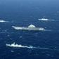 A Chinese navy formation, including the aircraft carrier Liaoning (C), during military drills in the South China Sea on January 2, 2017