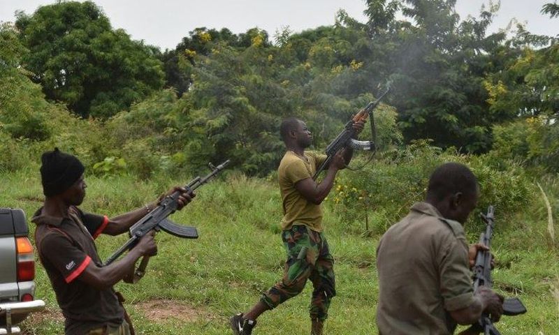 Mutinous Ivorian soldiers fire in the air as they protest in Bouake, on May 15, 2017