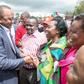 President Uhuru Kenyatta (left) is warmly received by Narc Kenya leader Martha Karua during his tour of Kirinyaga County.