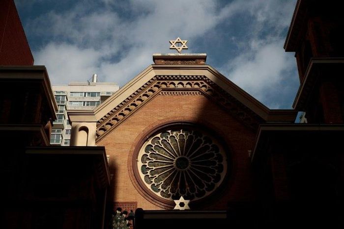 The Star of David stands atop the Park East Synagogue in New York City