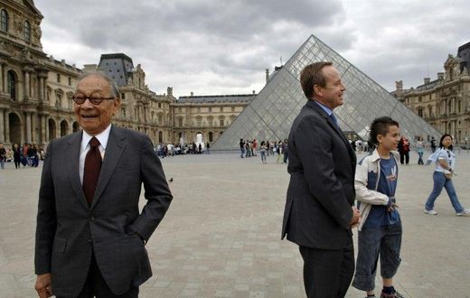 I.M Pei (L), the architect of the once-controversial Louvre Pyramid now an icon of the French caoital, is to turn 100