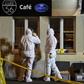 Police collect evidence at the site of a shooting on early March 10, 2017 in the city of Basel, north-west Switzerland
