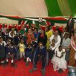 First Lady Margaret Kenyatta with the disabled children at the AIC Cure International Hospital.