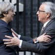 European Commission President Jean-Claude Juncker held talks with British Prime Minister Theresa May at No. 10 Downing Street in April 2017