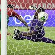 Togo goalkeeper Kossi Agassa (right) concedes a goal during the Africa Cup of Nations match against Morocco in Oyem, Gabon, on January 20, 2017