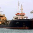 The Ruta oil tanker flying the Ukranian flag, is seen at the Tripoli seaport on April 29, 2017, after it was seized by the Libyan navy