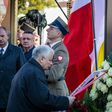 Jaroslaw Kaczynski -- the leader of the ruling Law and Justice party (PiS) -- lays a wreath to mark the seventh anniversary of the presidential plane crash in Smolensk, during a ceremony in Warsaw, on April 10, 2017