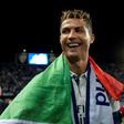 Real Madrid forward Cristiano Ronaldo celebrates winning the Spanish league title in Malaga on May 21, 2017