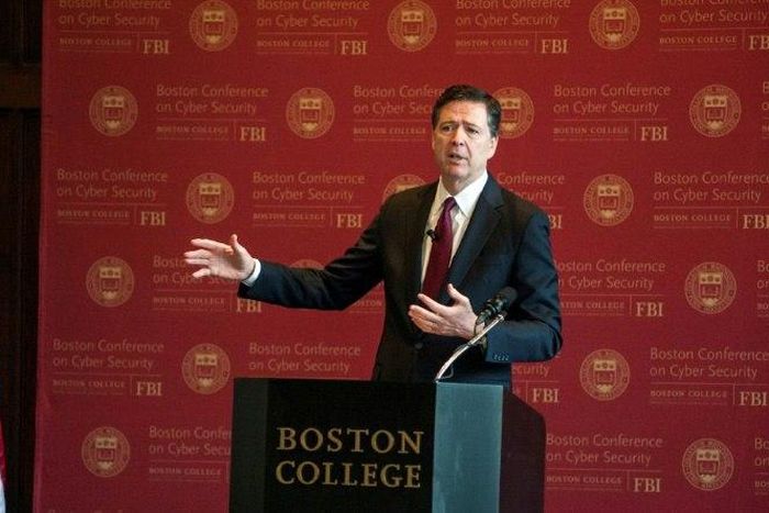 FBI Director James Comey addresses speculation about his future at a conference in Boston