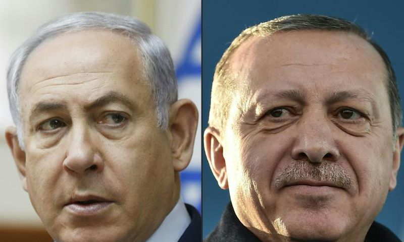 The Israeli Prime Minister Benjamin Netanyahu (L) and Turkish President Recep Tayyip Erdogan have regularly clashed in public forums