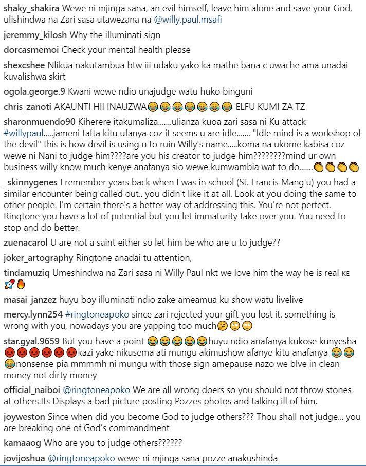 Ringtone attacked for claiming Willy Paul is a devil worshiper