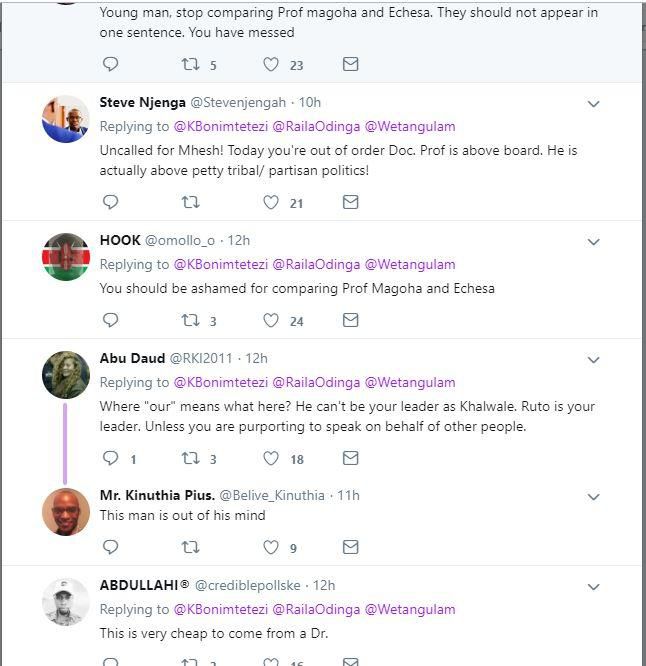 Reactions from KOT on Boni Khalwale's tweet
