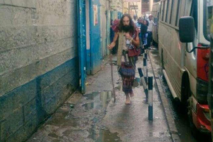 Jesus strolling in town