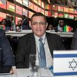 President of the Israeli Football Association Ofer Eini (C) and CEO Rotem Kamer attend the 67th FIFA Congress on May 11, 2017