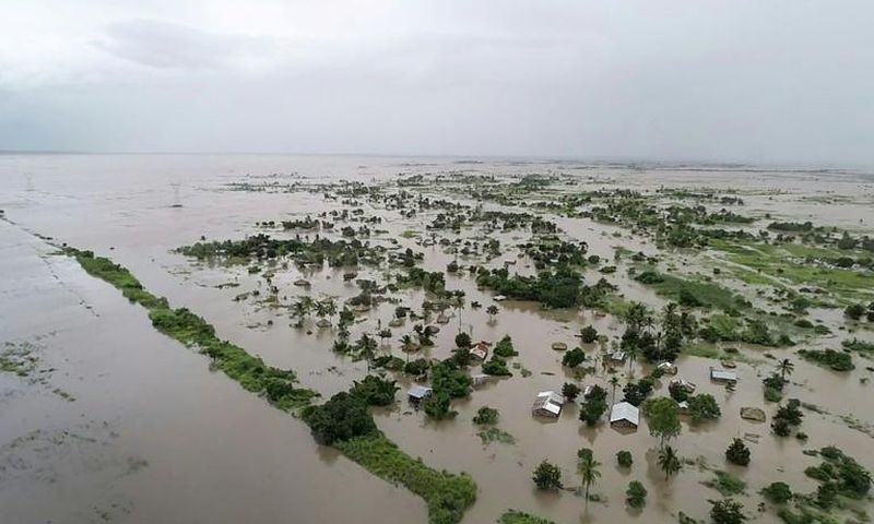 Pounding rain from Cyclone Idai turned the region around the city of Beira in central Mozambique into an inland sea