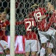 Manchester United players celebrate during their UEFA Europa League round of 16 football match against Rostov at Olimp-2 Arena in Rostov-on-Don on March 9, 2017