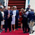 US President Donald Trump and First Lady Melania Trump step onto the red carpet at Israel's Ben Gurion Airport on May 23, 2017