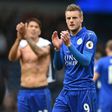 Leicester City's Jamie Vardy applauds supporters after their English Premier League match against West Bromwich Albion, at The Hawthorns stadium in West Bromwich, on April 29, 2017