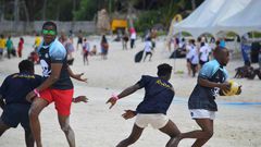 Rugby players in last years Diani Beach Rugby