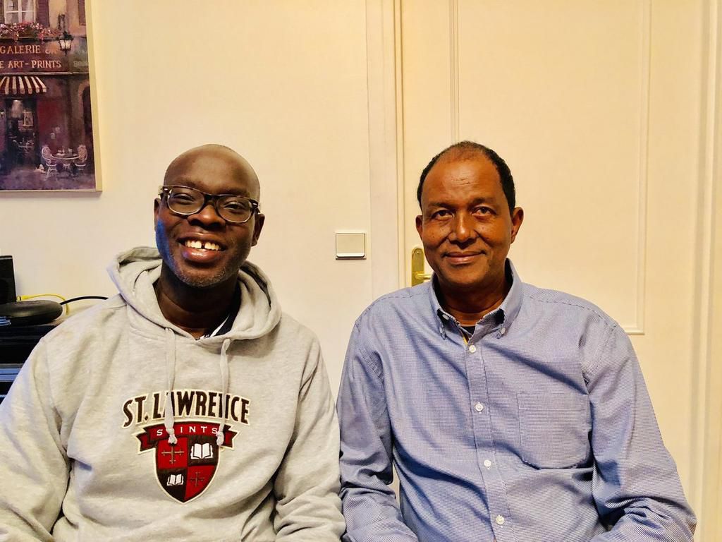 MPs Yusuf Hassan (Kamukunji) and Ken Okoth (Kibra) in Paris where the latter is undergoing chemotherapy (Twitter)