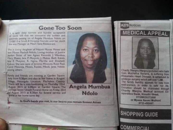 Photo of late Angela Mumbua (Twitter)