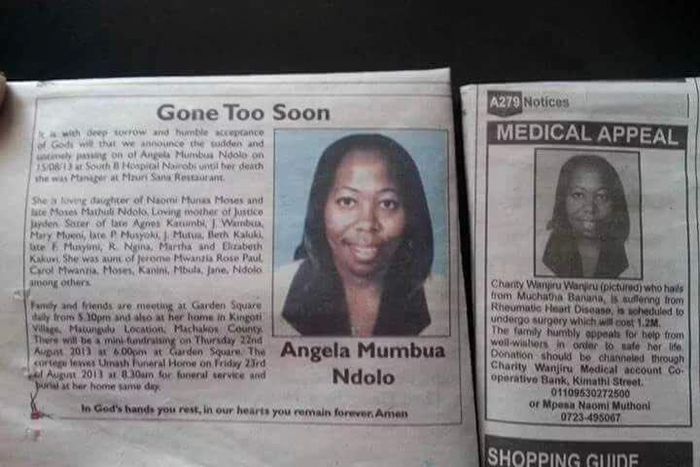 Photo of late Angela Mumbua (Twitter)
