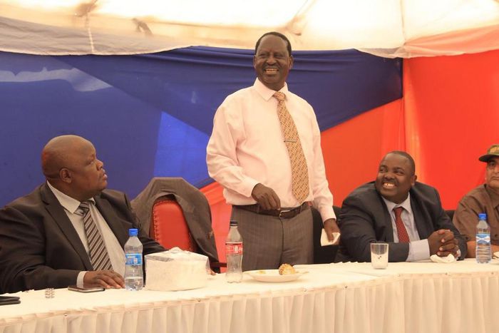 ODM party leader Raila Odinga during a recent consultative meeting at Orange House