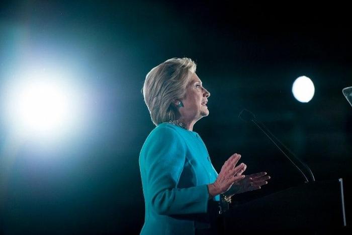 Democratic presidential nominee Hillary Clinton speaks during a rally at the Armory November 6, 2016 in Manchester, New Hampshire