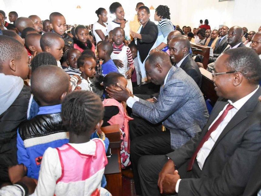 DP William Ruto during the church service at the Presbyterian Church of East Africa (PCEA) Enchorro Emuny, Ngong