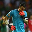 Egypt's goalkeeper Essam El-Hadary reacts after his side's 2-1 defeat to Cameroon in the 2017 Africa Cup of Nations final at the Stade de l'Amitie Sino-Gabonaise in Libreville on February 5, 2017