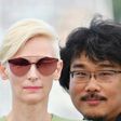 British actress Tilda Swinton and South Korean director Bong Joon-ho are promoting the film 'Okja' at the Cannes Film Festival in southern France