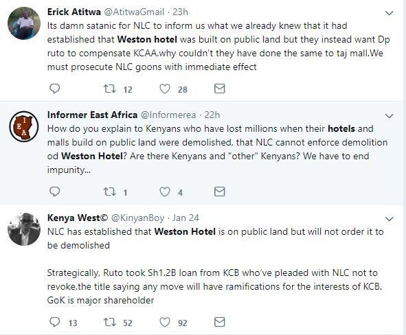 Public reaction to the deal that saved DP Ruto’s Weston Hotel from demolition