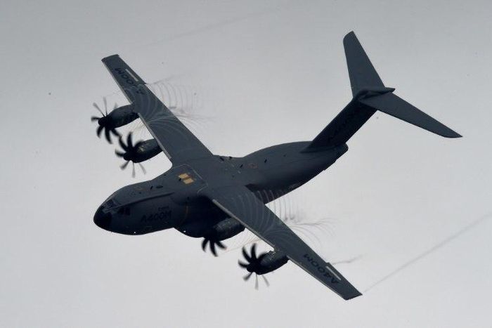 An Airbus A400M Atlas plane performs at the International Paris Air Show in 2015