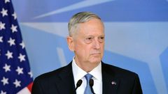 US Defence Minister James Mattis addresses the press at the NATO headquarters in Brussels on February 15, 2017