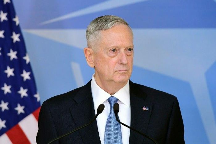 US Defence Minister James Mattis addresses the press at the NATO headquarters in Brussels on February 15, 2017