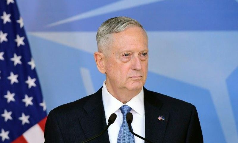 US Defence Minister James Mattis addresses the press at the NATO headquarters in Brussels on February 15, 2017