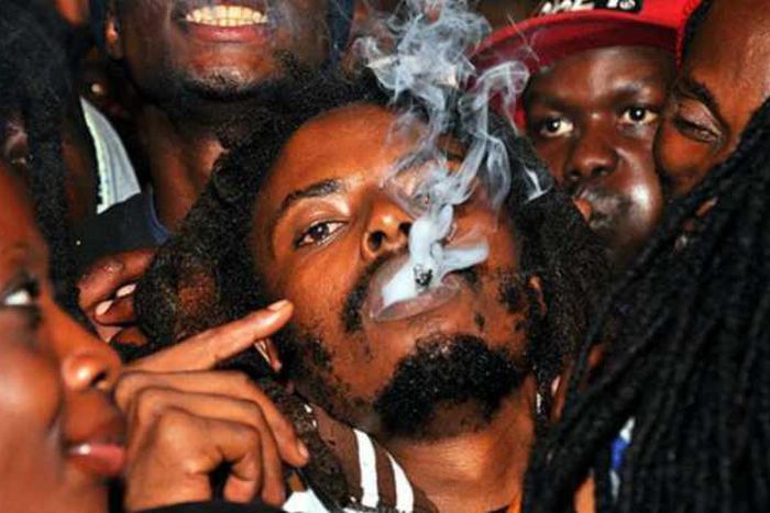Revellers smoking bhang at a past event.