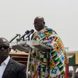 The winner of Ghana's presidential election, Nana Akufo-Addo, takes the oath of office during the swearing-in ceremony at Independence Square in Accra, on January 7, 2017